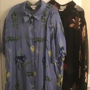 Avenue Multicolor Floral Blouses Lot of 2 Sz 30 32